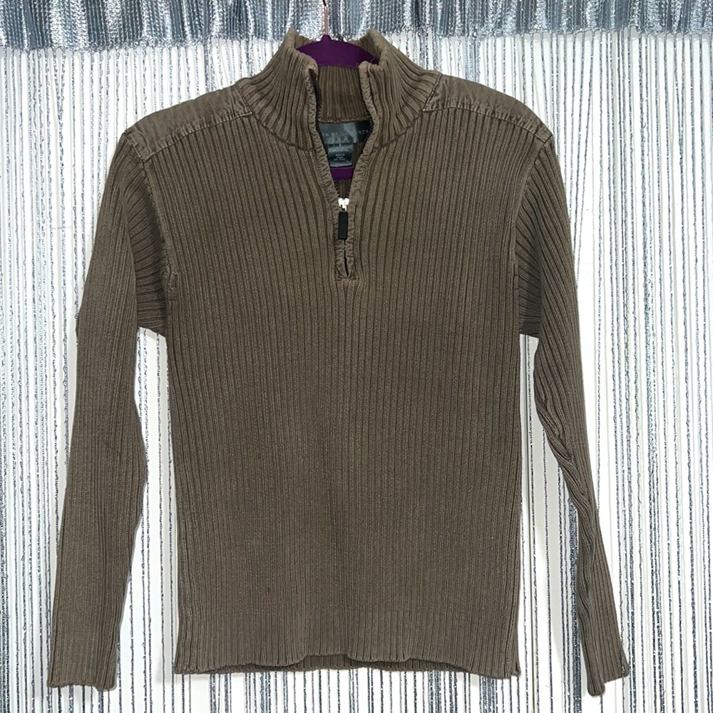 Oscar De La Renta thick knit zip front sweater 100% cotton size small